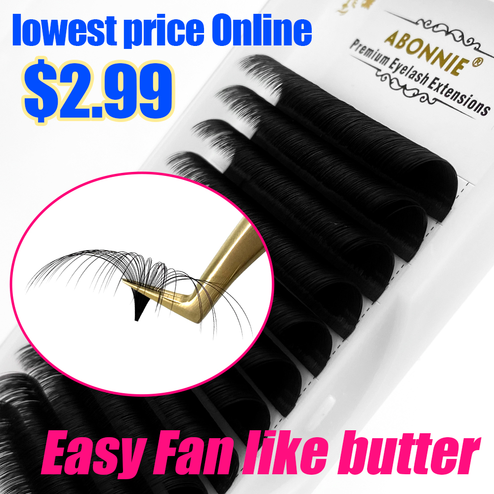 Eyelash Extension Mega Volume - Abonnie-pestañas fáciles de 0,03-0,10mm, ventiladores de