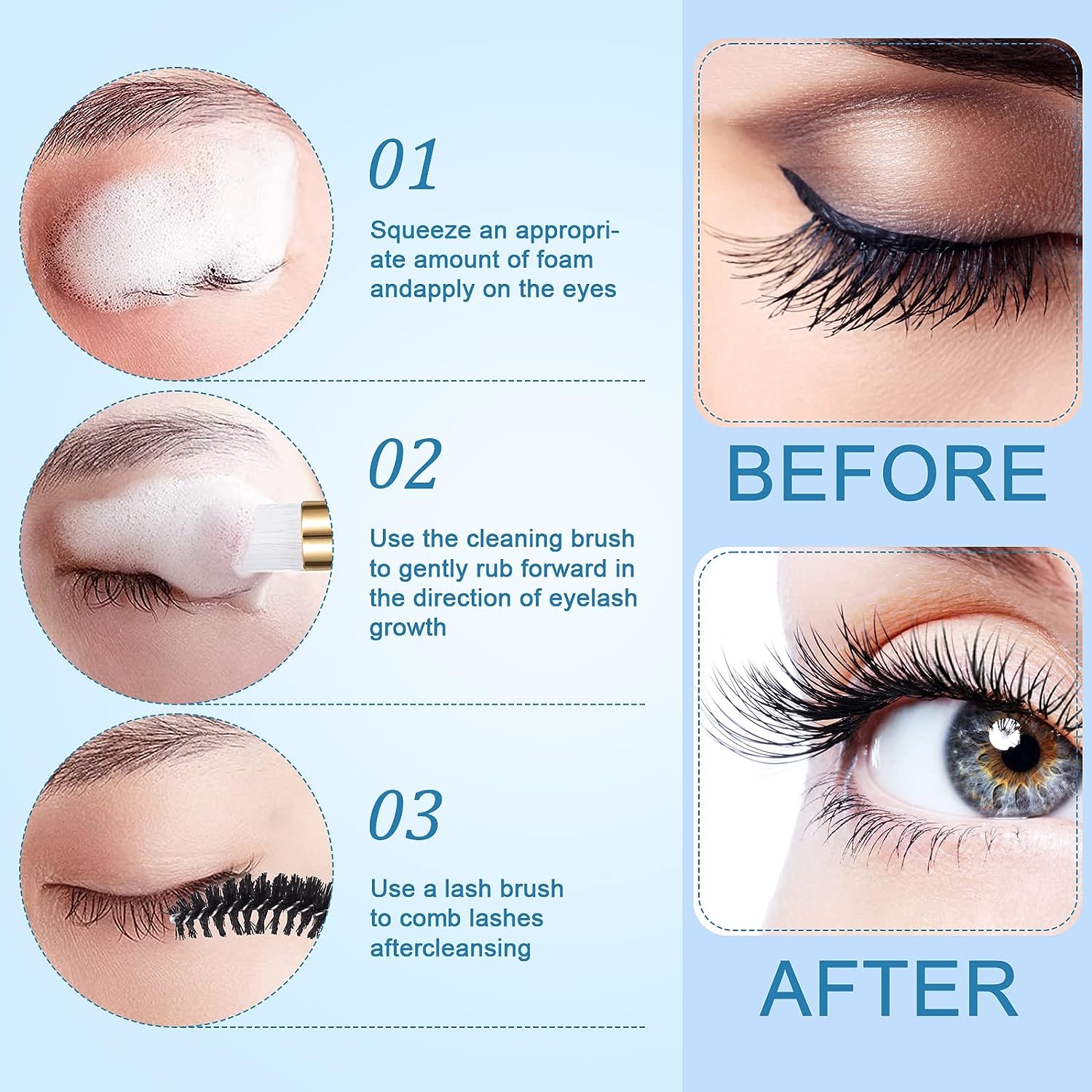 Juego de limpieza de pestañas, - Eyelash Extension Wash reseña y precio