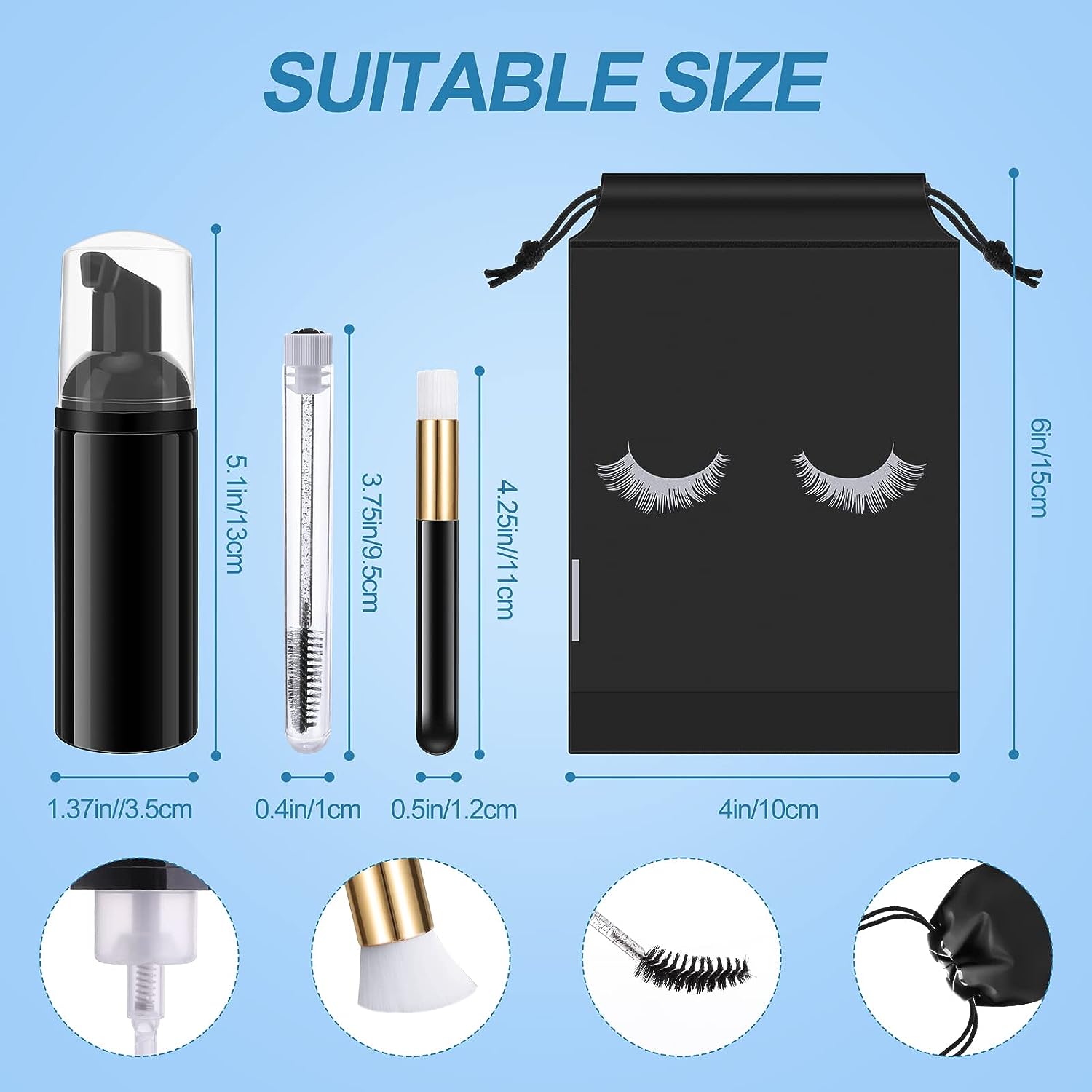 Juego de limpieza de pestañas, - Eyelash Extension Wash reseña y precio